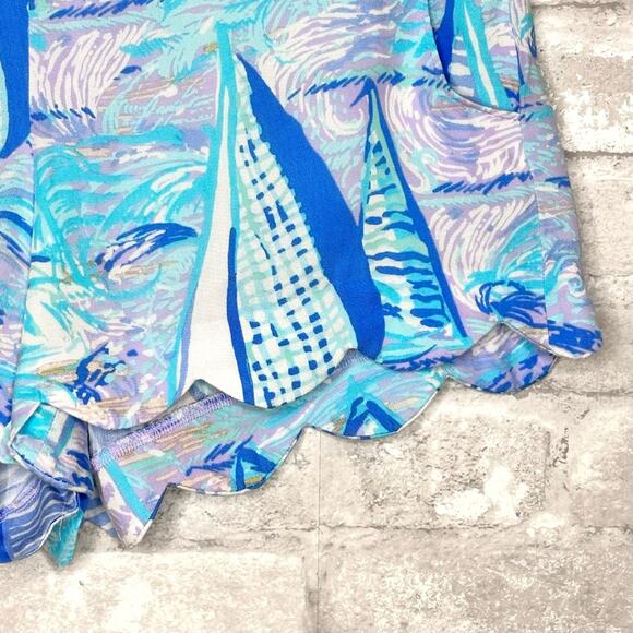 Lilly Pulitzer Scalloped Dahlia Shorts SZ Small Light Lilac Verbena Aboat Time - Picture 5 of 13